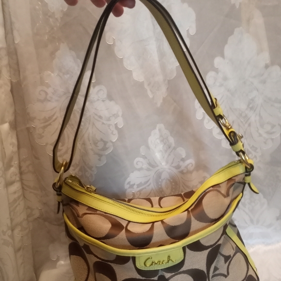Coach Brown and Lime Green Bag Hobo Y2K Handbag - Picture 14 of 16